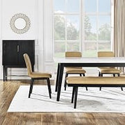 Steve Silver Vida 6-Piece White Marble Dining Set Black Finish