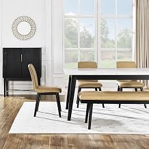 Steve Silver Vida 6-Piece White Marble Dining Set Black Finish