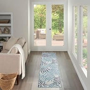 Nourison Home Garden Oasis Blue 2' x 6' Area Rug - Easy Clean, Non Shedding, Bed Room, Living Room, Dining Room, Kitchen (6' Runner)