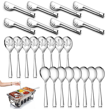 Teivio Stainless Steel Serving Utensils Set, 24 Pieces, Silver