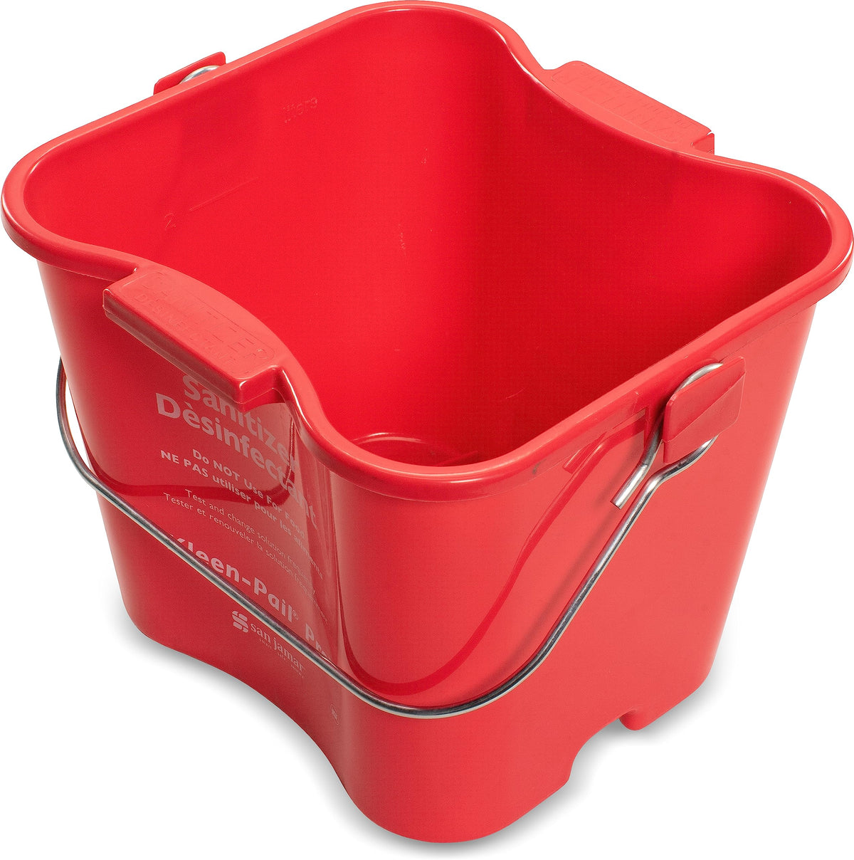Kleen-Pail Pro Sanitizer Pail Cleaning Bucket with Bail Handle for Cleaning by San Jamar – 3 Quarts, Plastic, Red, Model KPP97RD