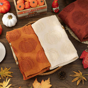 Whaline Fall Hand Towels, 3 Piece Set, Pumpkin Jacquard, Beige Orange Brown