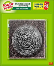 Scotch-Brite 1 Stainless Steel Scrubber (15g) and 2 Scrub pads Combo