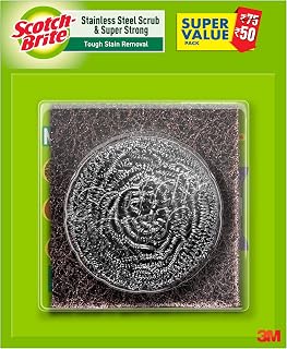 Scotch-Brite 1 Stainless Steel Scrubber (15g) and 2 Scrub pads Combo