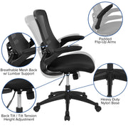 Mesh Swivel Ergonomic Office Chair by Flash Furniture – Set of 5, Mesh, Metal, Foam, Leather/Faux Leather, Plastic, Black Mesh, Pack of 5, Model 5-BL-X-5M-BK-GG