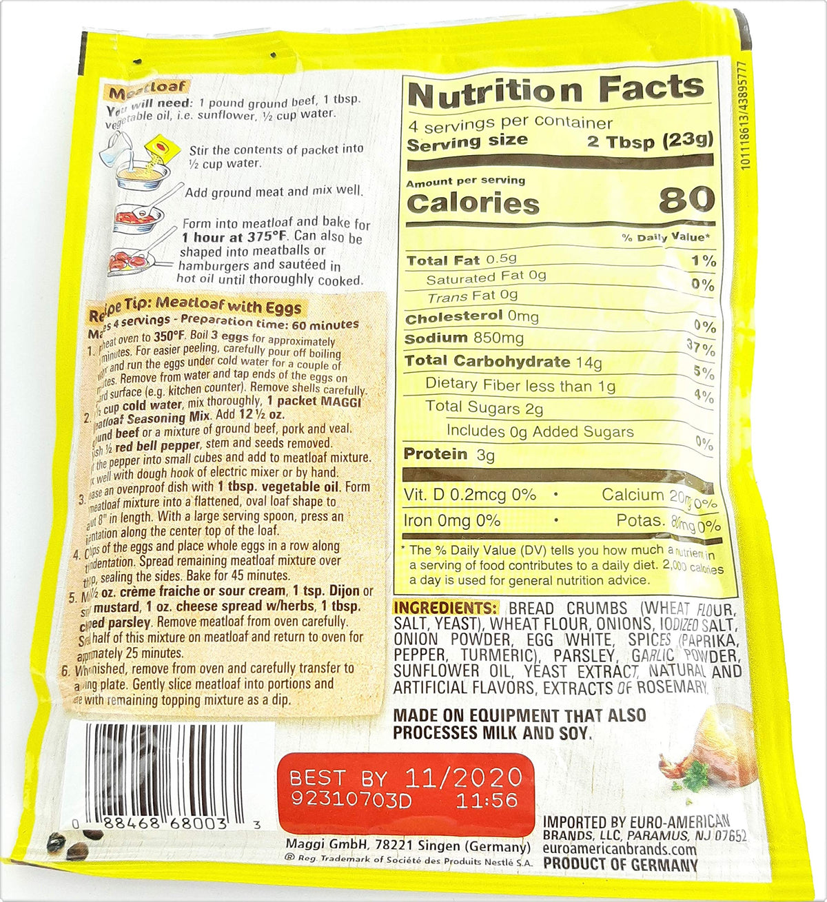 Mix Seasoning Hackbraten by Maggi – 3.25 Ounce (Pack of 1), Model 088468680033