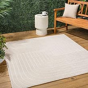 JONATHAN Y Odense High-Low Angle Ivory/Cream 8x8 Square Indoor/Outdoor Area Rug, Pet Friendly, Non-Shedding, Stain Resistant, Easy-Cleaning for Backyard, Patio, Porch (SCN101A-8SQ)