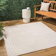 JONATHAN Y Odense High-Low Angle Ivory/Cream 8x8 Square Indoor/Outdoor Area Rug, Pet Friendly, Non-Shedding, Stain Resistant, Easy-Cleaning for Backyard, Patio, Porch (SCN101A-8SQ)