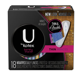 Barely There Liners by U by Kotex – 18 Count (Pack of 1), Cotton, Model 00036000413946
