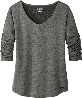 OGIO Women's Evolution V-Neck | Moisture Wicking Shirt for Women, Loose Fitting Top with 3/4 Sleeves