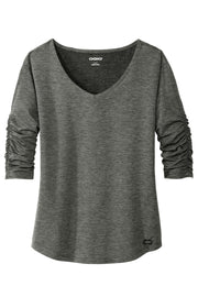 Women's Evolution V-Neck | Moisture Wicking Shirt for Women by OGIO – Medium, Tarmac Grey, Model LOG148