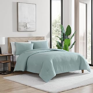 1888 Mills True Comfort 2pc Waffle Comforter Set, Waffle Texture, Breathable for All-Season, Timeless Design, Made in Green, Coxy Texture, Twin/Twin XL - Aqua