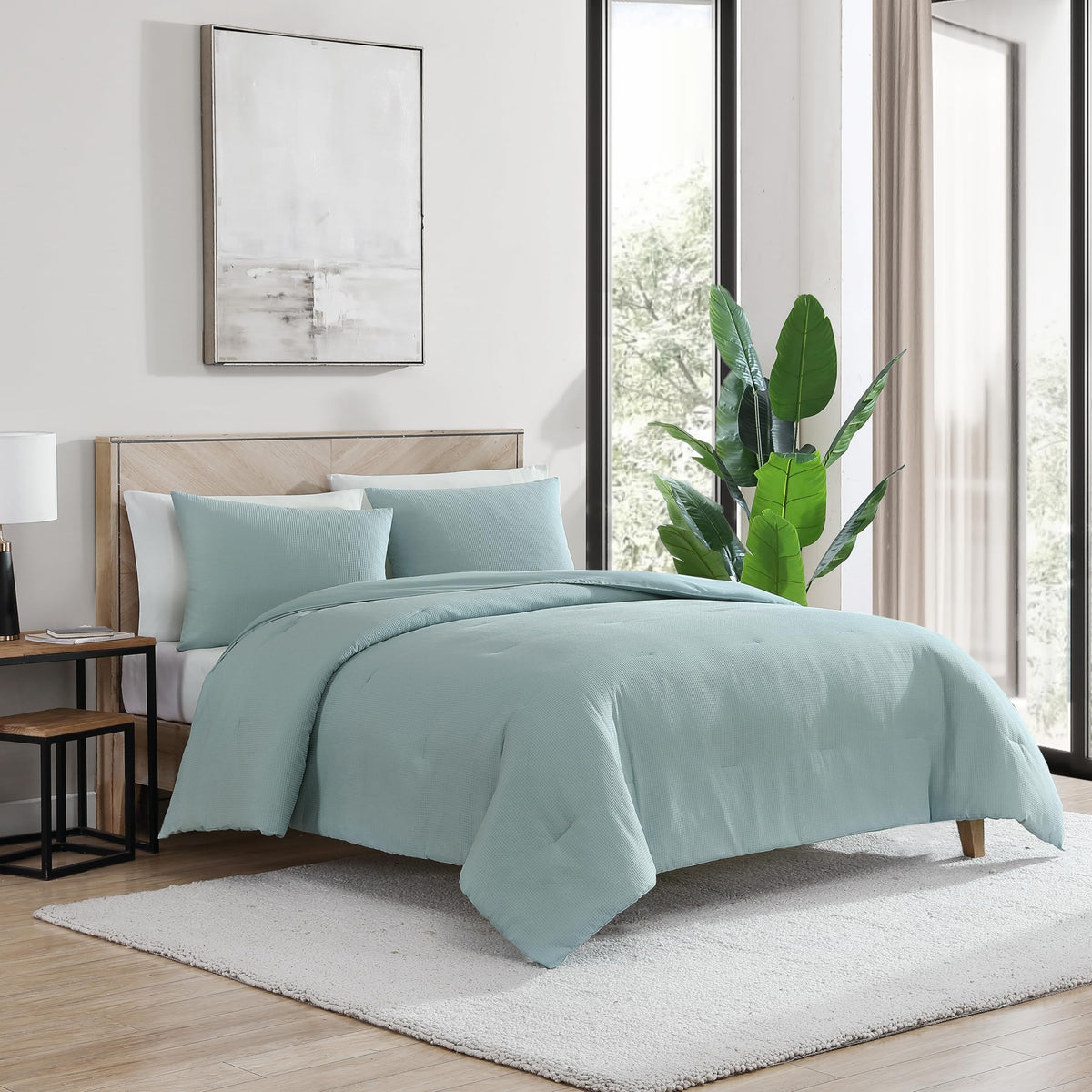 True Comfort Waffle Comforter Set by 1888 Mills – Full, Polyester, Aqua, Pack of 3, Model CS17839FLWFAEC