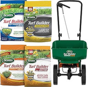 Turf Builder Bundle with Lawn Spreader for Small, Northern Lawns | 4 Bag Lawn Care Bundle with a Scotts Turf Builder EdgeGuard Mini Broadcast Spreader for Seamless Application