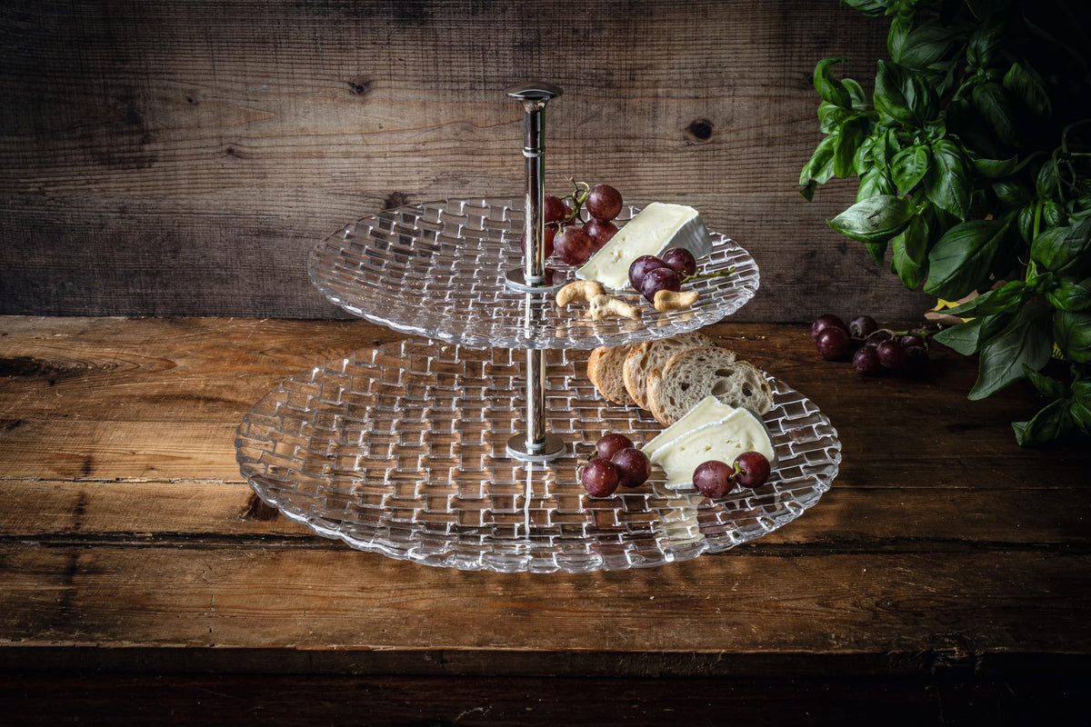 Bossa Nova Two Tier Tray by Nachtmann – Large, 750 milliliters, Crystal, Clear, Model 78 538