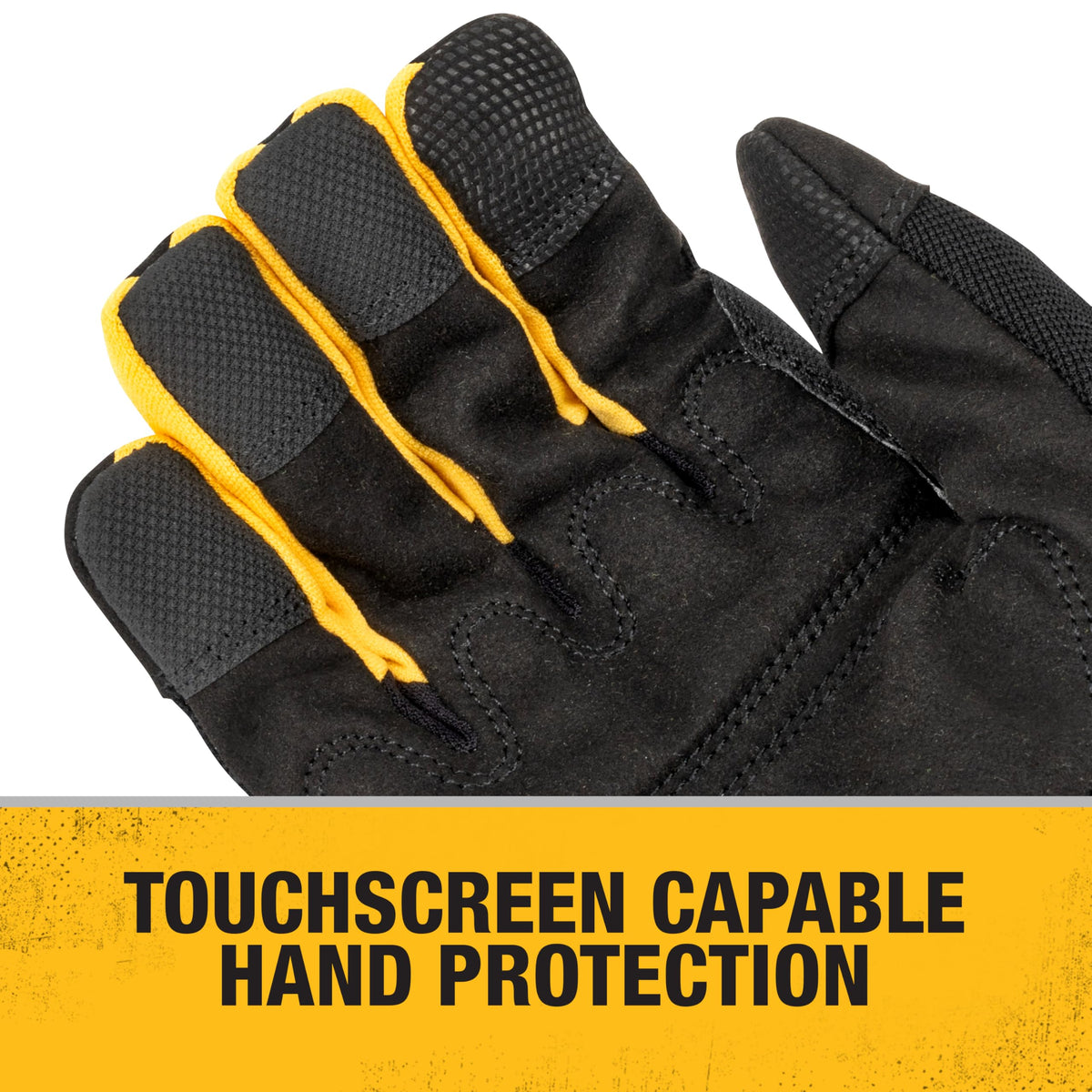 Cold Weather Work Glove with Touchscreen Capability by DEWALT – Large (Pack of 2), Polyester, Nylon, PVC, PU, Spandex, צהוב / שחור, Pack of 2, Model DPG752L