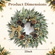 Worthyeah Pine Christmas Wreath, 22 Inch, Vintage Gold