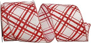Reliant Ribbon 92760W-036-40F Candycane Crisscross Glitter Wired Edge Ribbon, 2-1/2 Inch X 10 Yards, White/red