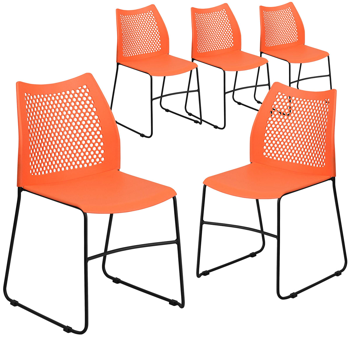 Flash Furniture Orange / Set of 5 / Classic Stacking Chairs