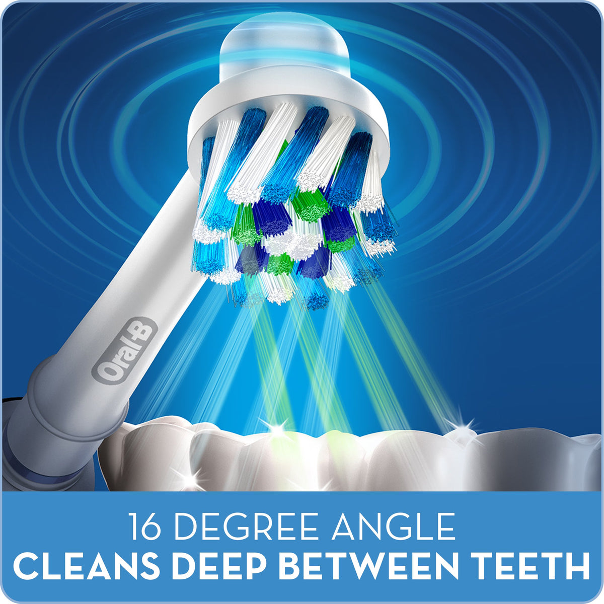 Cross Action Electric Toothbrush Replacement Brush Heads Refill by Oral-B – 3 Count (Pack of 1), Nylon, White, Blue, Green