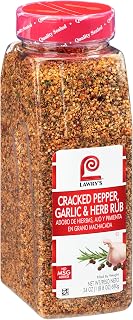 Lawry's Cracked Pepper, Garlic & Herb Rub, 24 oz - One 24 Ounce Container of Garlic Pepper Rub for a Peppery Spicy Flavor, Perfect Seasoning for Beef and Pork (Pack of 6)