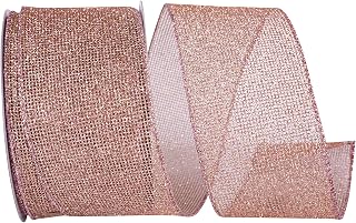 Reliant Ribbon Rose Gold Micro Mesh Wired Edge Ribbon, 2-1/2 Inch X 20 Yards, Rose Gold
