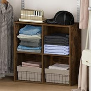 Furinno Reed 4-Cube Closet Organizers and Storage, Amber Pine
