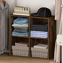 Furinno Reed 4-Cube Closet Organizers and Storage, Amber Pine