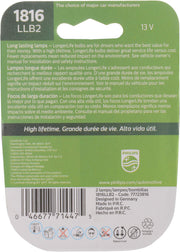 Automotive Lighting 1816 LongerLife Miniature Bulb by PHILIPS – Pack of 2, Model 1816LLB2