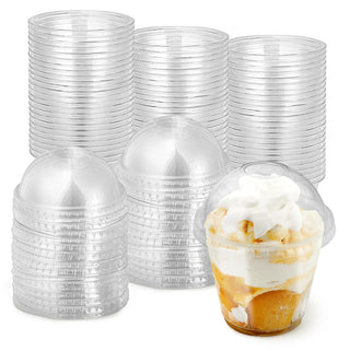 9 oz Clear Plastic Dessert Cups with Lids (Set of 50) Small Disposable Parfait Cup by Stock Your Home – 9 Ounce, Plastic, Transparent, Pack of 50, Model 1620