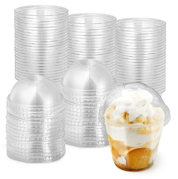 9 oz Clear Plastic Dessert Cups with Lids (Set of 50) Small Disposable Parfait Cup by Stock Your Home – 9 Ounce, Plastic, Transparent, Pack of 50, Model 1620