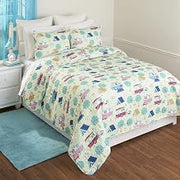 The Lakeside Collection Twin Quilt Set, Ivory, Retro Happy Glamping