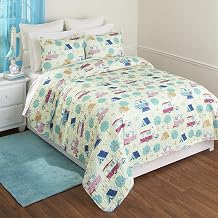 The Lakeside Collection Twin Quilt Set, Ivory, Retro Happy Glamping