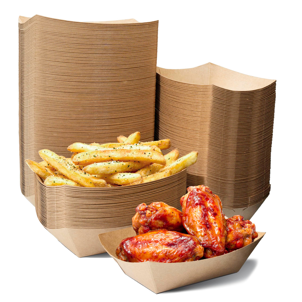 [250 Pack] Medium Disposable Brown Kraft Paper Food Trays by Stock Your Home – 1 lb, Paperboard, Kraft Brown, Pack of 250, Model 2160