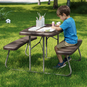 Kids Commercial Grade Plastic Folding Picnic Table by Flash Furniture – Set of 1, Plastic, Steel, Plastic: Polyethylene, Brown, Model RB-EBB-2432FD2-BR-GG