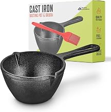 Modern Innovations Cast Iron Melting Pot for Grill Cooking, Basting Pot, Saucepan, Simmer Sauce and Butter, Small Pot, Mini Bowl for Sauces