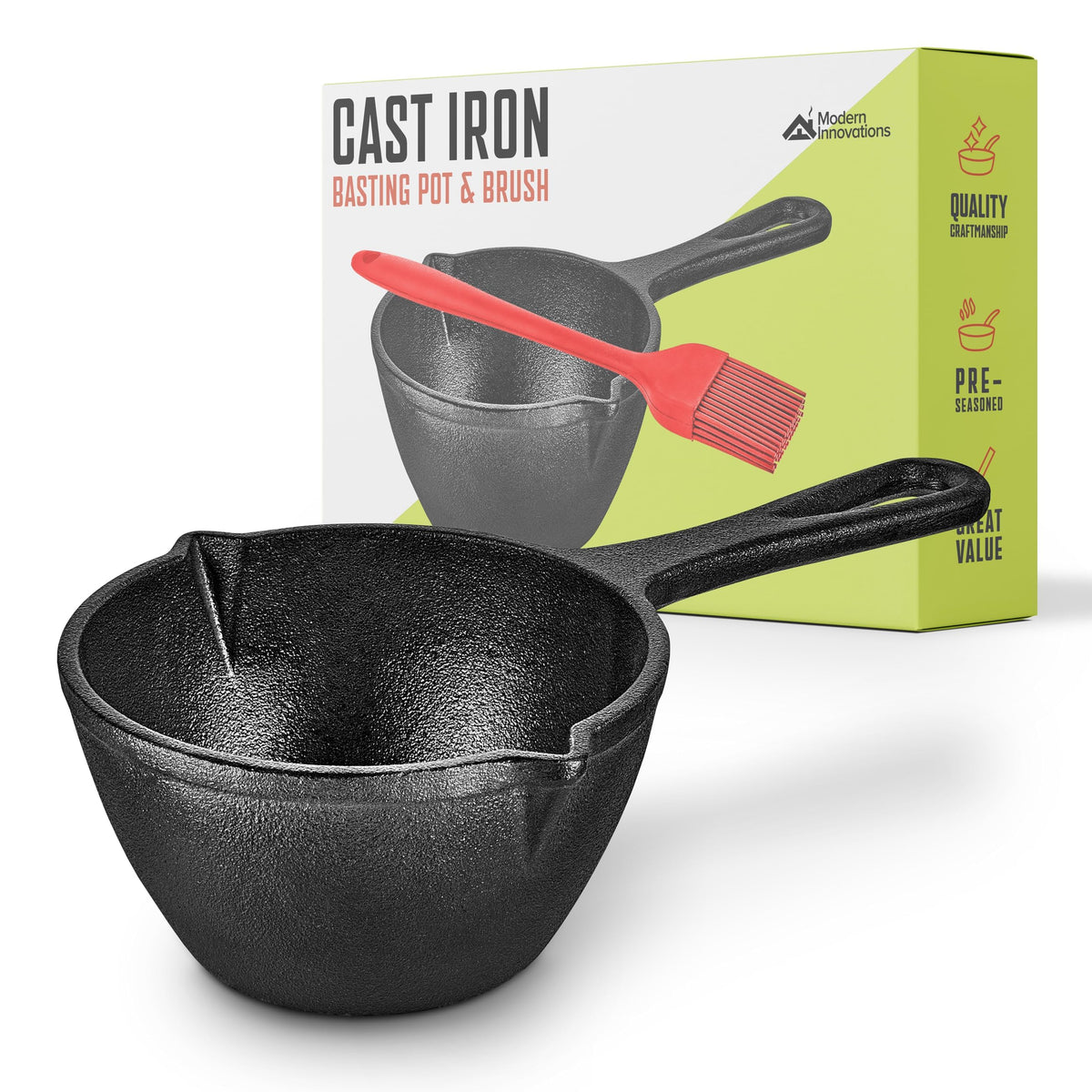 Cast Iron Melting Pot for Grill Cooking by Modern Innovations – 8.5 Quarts, Cast Iron, Black, Model MI 1415