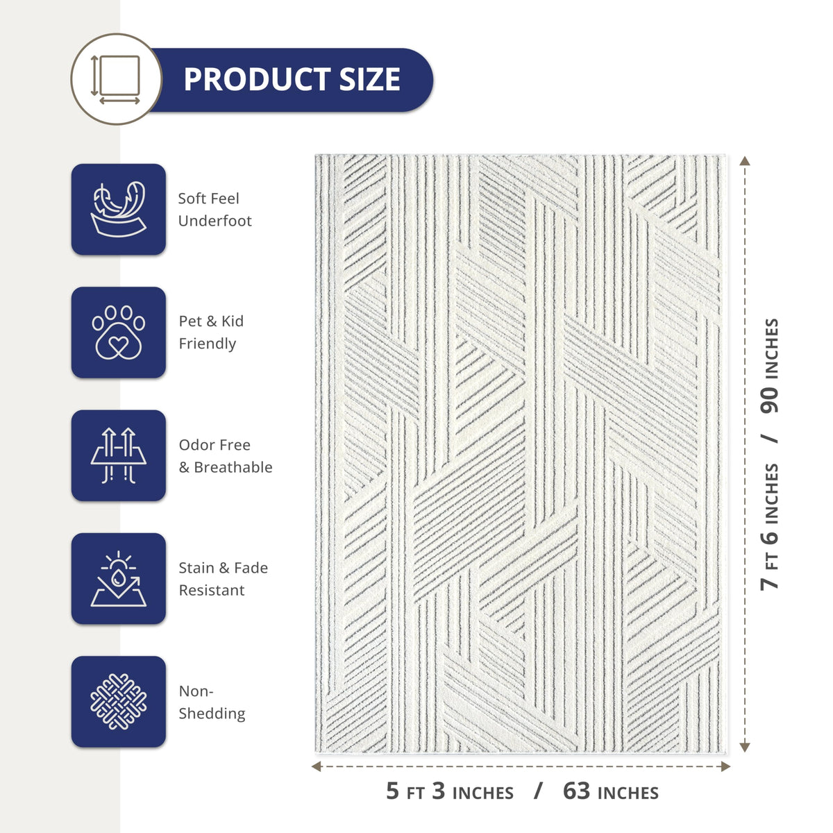 Abani 5'x8' / Cream / Modern Area Rugs