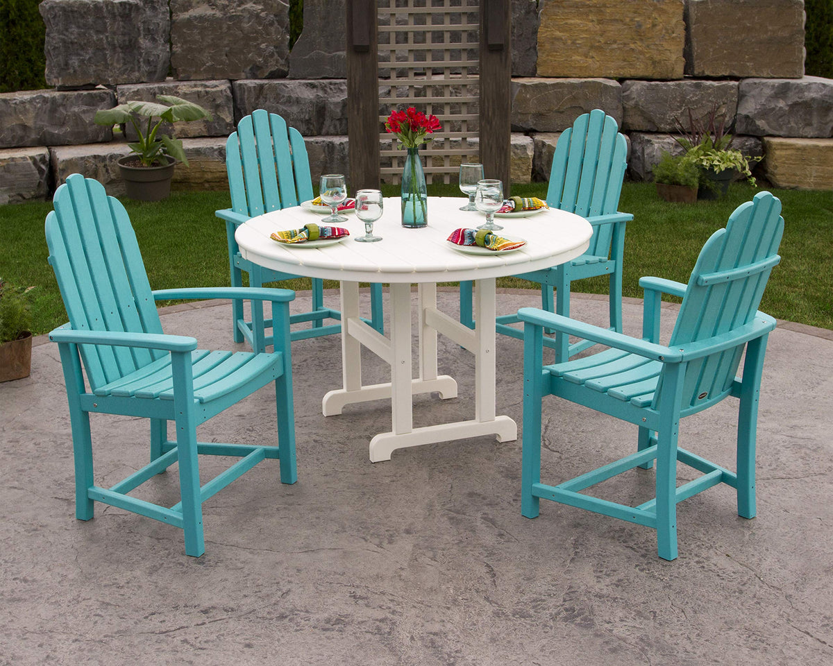 ® Classic Adirondack Dining Set by Polywood – High Density Polyethylene, Lemon / White, Pack of 5, Model PWS114-1-10371