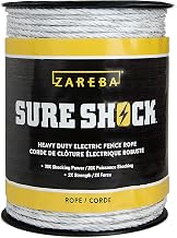 Zareba Heavy-Duty Sure Shock Polyrope, 656 ft Electric Fence Wire | 6 Aluminum Conductors for Temporary Fencing, Rotational Grazing and Livestock Containment