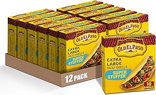 Old El Paso Extra Large Super Stuffer Taco Shells, 10 ct., 6.6 oz. (Pack of 12) | These Shells Hold More Fillings Than Our Classic Size, 3-Ingredient Recipe, Bake 6-7 Minutes Until Crisp, 6.6 oz