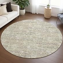 Addison Rugs Chantille ACN2641 Ivory 8' x 8' Indoor/Outdoor, Machine Washable, Easy Clean, Non Shedding, Bedroom, Living Room, Dining Room, Kitchen, Patio Round Rug