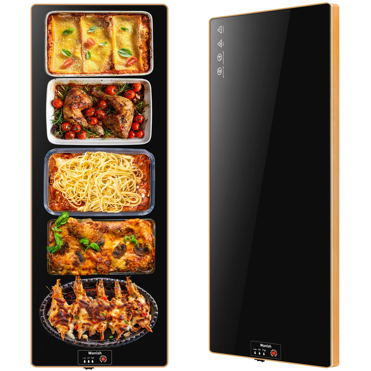 Wanish Warming Tray, Extra Long 40 x 12 Inch Tempered Glass, Black