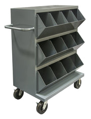 Mobile Storage Bin Cart with 12 Compartments by Durham – Blend, Gray, Model MSB12-2036-95