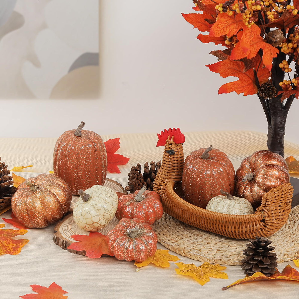 Artgar Foam Pumpkin Set, 8 Pack Cracked Design, Assorted Sizes