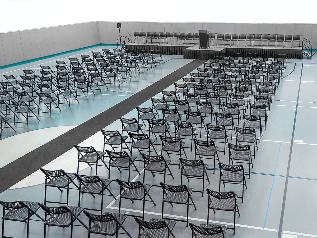 NPS Airflex Series Premium Polypropylene Folding Chair by National Public Seating – Alloy Steel, Black, Model 1410