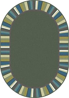 Joy Carpets Kid Essentials Clean Green Rug, Soft, 10'9" x 13'2" Oval