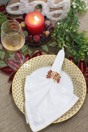Cotton Craft Beaded Napkin Rings, 8 Pack, Red Gold