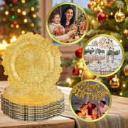 Osgevei Charger Plates, 13 Inch Round Plastic, 100 Gold