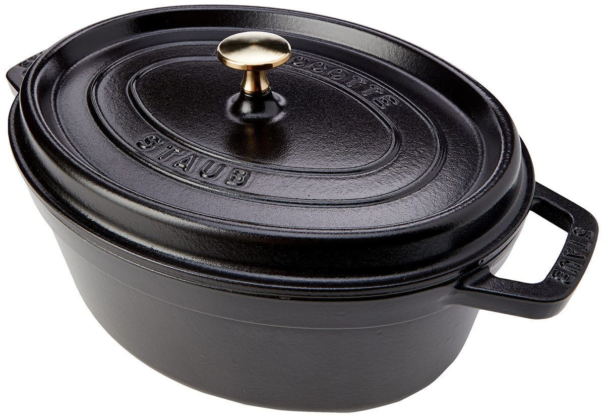 4.25-Quart Oval Cocotte by STAUB – 4.25 quarts, 4.2 liters, Cast Iron, Black, Model 40509-315-0